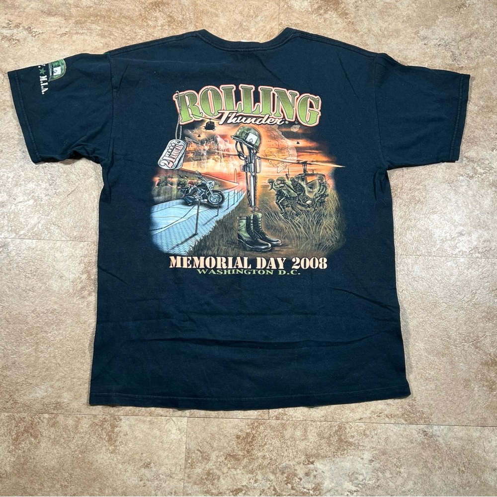 Rolling Thunder Memorial Day‎ 2008 Washington DC Biker Black T-Shirt Large